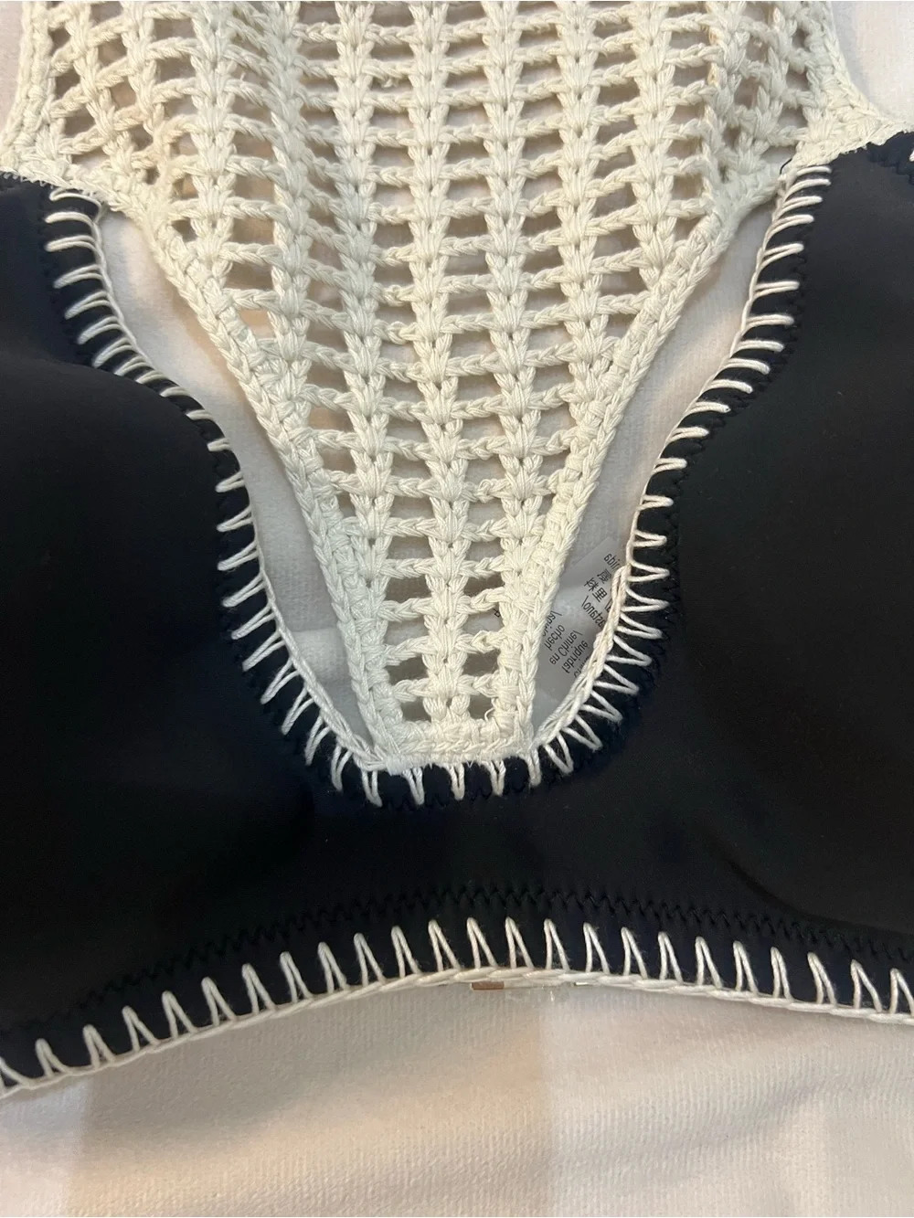 Victoria's Secret Black & Cream Crochet Halter Swim Camisole